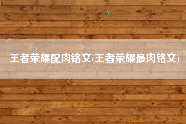 王者荣耀配肉铭文(王者荣耀最肉铭文)
