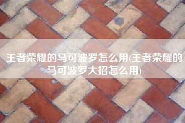 王者荣耀的马可波罗怎么用(王者荣耀的马可波罗大招怎么用)