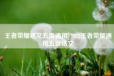 王者荣耀铭文五级通用_2022王者荣耀通用五级铭文
