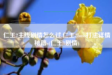 仁王2主线剧情怎么过,仁王2boss打法详情秘籍-(仁王1剧情)