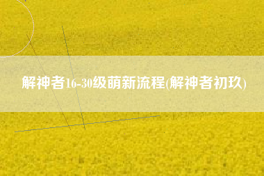 解神者16-30级萌新流程(解神者初玖)