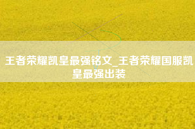 王者荣耀凯皇最强铭文_王者荣耀国服凯皇最强出装