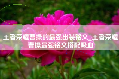 王者荣耀曹操的最强出装铭文_王者荣耀曹操最强铭文搭配吸血