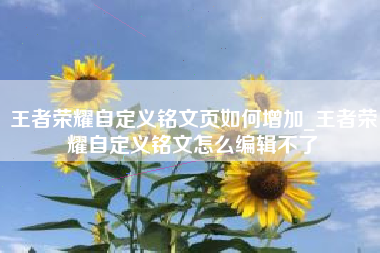 王者荣耀自定义铭文页如何增加_王者荣耀自定义铭文怎么编辑不了