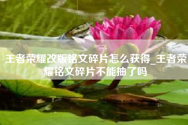 王者荣耀改版铭文碎片怎么获得_王者荣耀铭文碎片不能抽了吗
