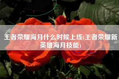 王者荣耀海月什么时候上线(王者荣耀新英雄海月技能)