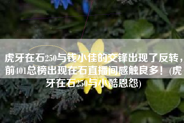虎牙在石250与钱小佳的交锋出现了反转，前401总榜出现在石直播间感触良多！(虎牙在石250与小酷恩怨)