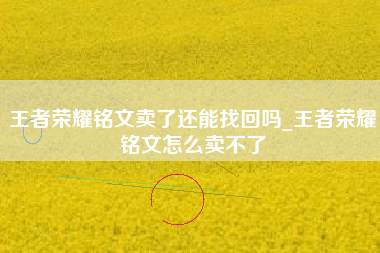 王者荣耀铭文卖了还能找回吗_王者荣耀铭文怎么卖不了