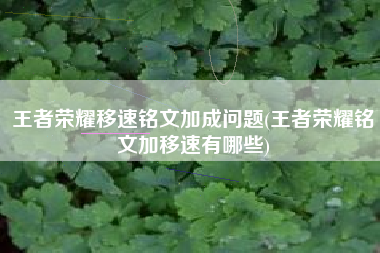 王者荣耀移速铭文加成问题(王者荣耀铭文加移速有哪些)