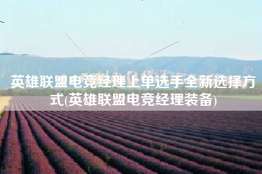 英雄联盟电竞经理上单选手全新选择方式(英雄联盟电竞经理装备)