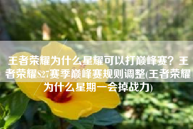 王者荣耀为什么星耀可以打巅峰赛？王者荣耀S27赛季巅峰赛规则调整(王者荣耀为什么星期一会掉战力)