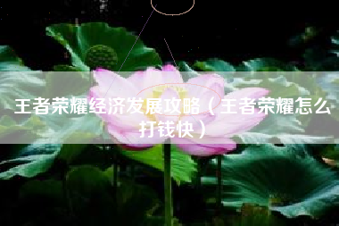 王者荣耀经济发展攻略（王者荣耀怎么打钱快）