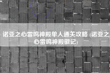 诺亚之心雷鸣神殿单人通关攻略 (诺亚之心雷鸣神殿徽记)