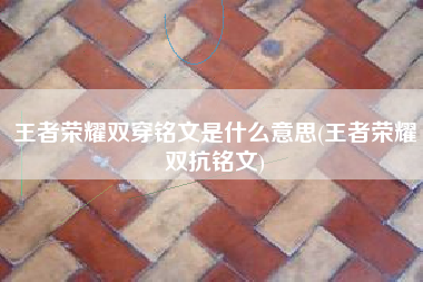 王者荣耀双穿铭文是什么意思(王者荣耀双抗铭文)