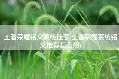 王者荣耀铭文系统挂了(王者荣耀系统铭文推荐怎么用)
