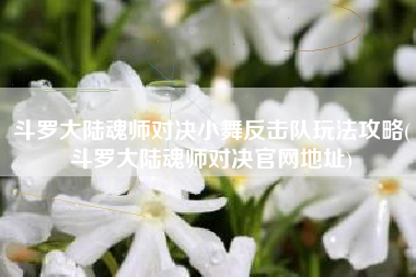 斗罗大陆魂师对决小舞反击队玩法攻略(斗罗大陆魂师对决官网地址)