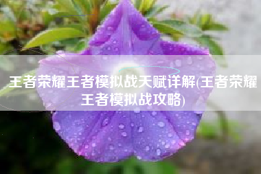 王者荣耀王者模拟战天赋详解(王者荣耀王者模拟战攻略)