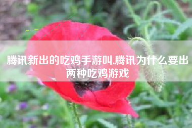 腾讯新出的吃鸡手游叫,腾讯为什么要出两种吃鸡游戏