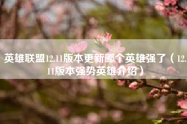 英雄联盟12.11版本更新哪个英雄强了（12.11版本强势英雄介绍）