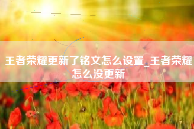 王者荣耀更新了铭文怎么设置_王者荣耀怎么没更新