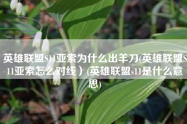 英雄联盟S11亚索为什么出羊刀(英雄联盟S11亚索怎么对线）(英雄联盟s11是什么意思)