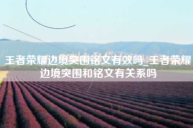 王者荣耀边境突围铭文有效吗_王者荣耀边境突围和铭文有关系吗