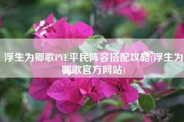 浮生为卿歌PVE平民阵容搭配攻略(浮生为卿歌官方网站)