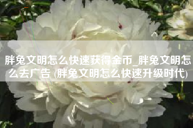 胖兔文明怎么快速获得金币_胖兔文明怎么去广告 (胖兔文明怎么快速升级时代)