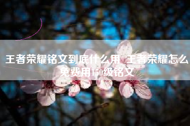 王者荣耀铭文到底什么用_王者荣耀怎么免费用150级铭文