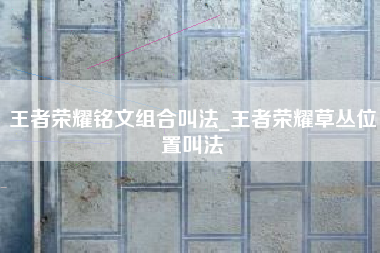 王者荣耀铭文组合叫法_王者荣耀草丛位置叫法