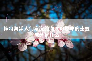 神奇海洋人们常说的海底可燃冰的主要成分是什么