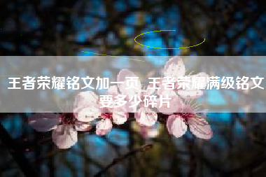 王者荣耀铭文加一页_王者荣耀满级铭文要多少碎片