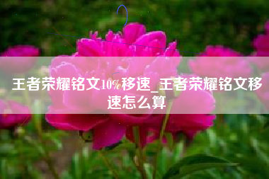 王者荣耀铭文10%移速_王者荣耀铭文移速怎么算