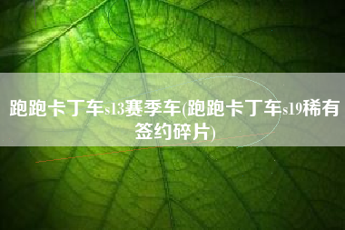 跑跑卡丁车s13赛季车(跑跑卡丁车s19稀有签约碎片)
