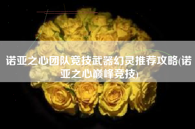 诺亚之心团队竞技武器幻灵推荐攻略(诺亚之心巅峰竞技)