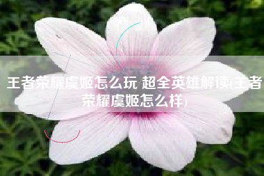 王者荣耀虞姬怎么玩 超全英雄解读(王者荣耀虞姬怎么样)