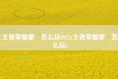 王者荣耀蒙犽怎么玩2022(王者荣耀蒙犽怎么玩)