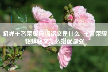 貂蝉王者荣耀最强铭文是什么_王者荣耀貂蝉铭文怎么搭配最强