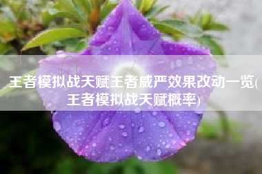 王者模拟战天赋王者威严效果改动一览(王者模拟战天赋概率)