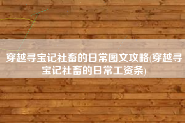 穿越寻宝记社畜的日常图文攻略(穿越寻宝记社畜的日常工资条)