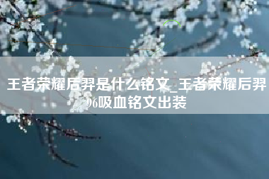 王者荣耀后羿是什么铭文_王者荣耀后羿96吸血铭文出装