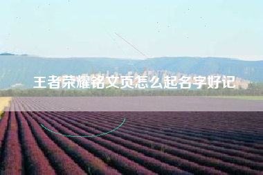 王者荣耀铭文页怎么起名字好记
