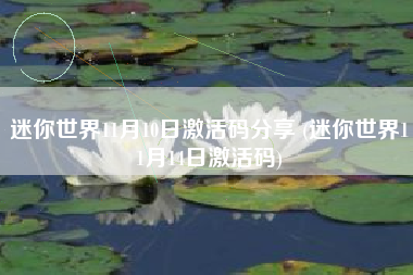 迷你世界11月10日激活码分享 (迷你世界11月14日激活码)
