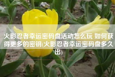 火影忍者幸运密码盘活动怎么玩 如何获得更多的密钥(火影忍者幸运密码盘多久出)