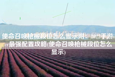 使命召唤枪械段位怎么显示附：2022手游icr最强配置攻略(使命召唤枪械段位怎么显示)