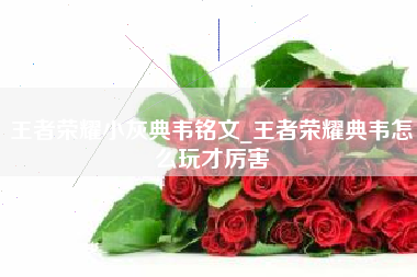 王者荣耀小灰典韦铭文_王者荣耀典韦怎么玩才厉害