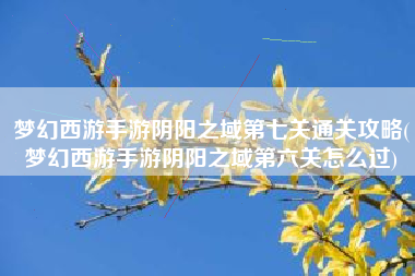 梦幻西游手游阴阳之域第七关通关攻略(梦幻西游手游阴阳之域第六关怎么过)