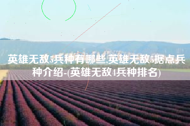 英雄无敌5兵种有哪些,英雄无敌5据点兵种介绍-(英雄无敌4兵种排名)