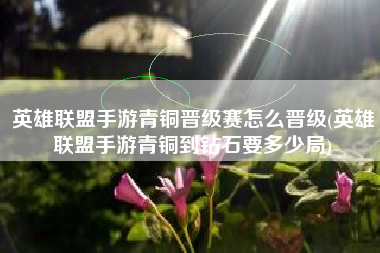 英雄联盟手游青铜晋级赛怎么晋级(英雄联盟手游青铜到钻石要多少局)