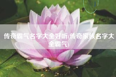 传奇霸气名字大全好听(传奇家族名字大全霸气)